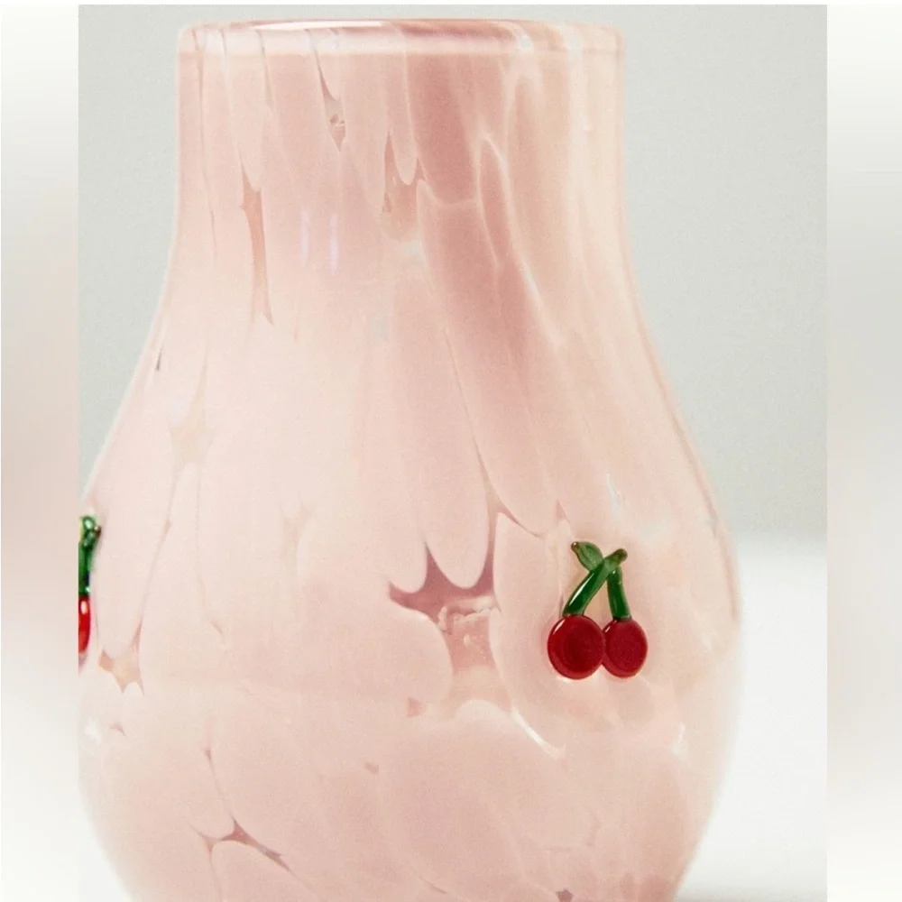 Anthropologie The Icon Confetti Vase | Pink Cherries | NIB - Picture 2 of 2